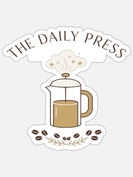 The Daily Press Kaffeepresse - Sticker Größe S (10 x 10 cm) - Mattweiß