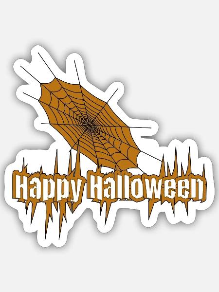Happy Halloween Spiderweb Logo - Sticker Größe S (10 x 10 cm) - Mattweiß