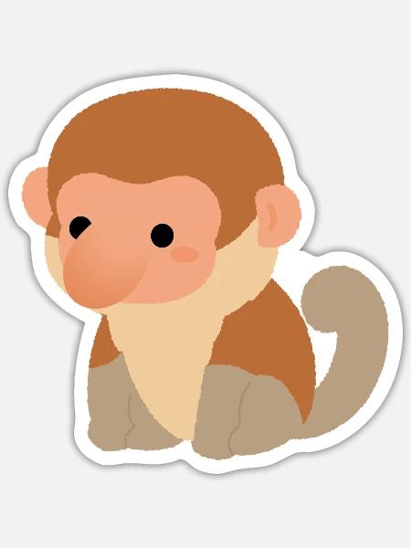 Rüsselaffen-Plüsch-Silhouette - Sticker Größe S (10 x 10 cm) - Mattweiß