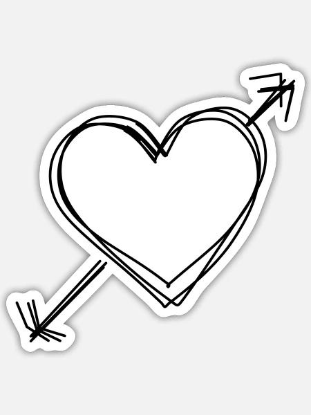 Amorpfeil handgezeichnet - Sticker Größe S (10 x 10 cm) - Mattweiß