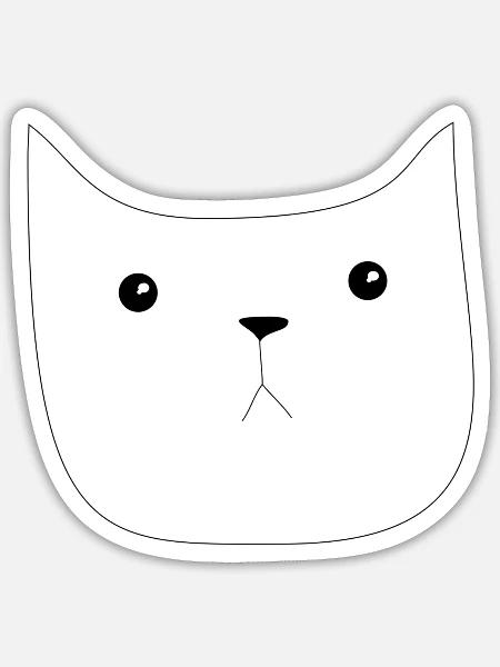 Katzenkopf Silhouette Minimal - Sticker Größe S (10 x 10 cm) - Mattweiß