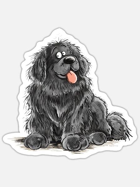 Neufundländer Hund Schwarz Newfie Hunderasse - Sticker Größe S (10 x 10 cm) - Mattweiß
