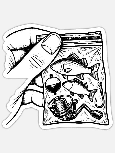 Fischersucht – Fischfisch-Angelausrüstungsbeutel - Sticker Größe S (10 x 10 cm) - Mattweiß