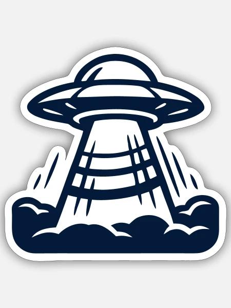 Ufo Alien Raumschiff Grafik - Sticker Größe S (10 x 10 cm) - Mattweiß