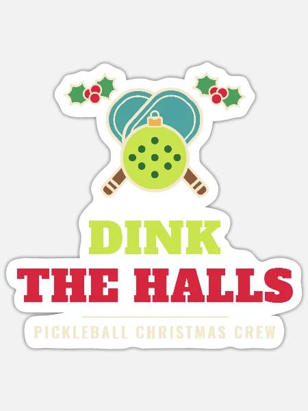 Dink die Hallen Lustiges Pickleball-Weihnachten - Sticker Größe S (10 x 10 cm) - Mattweiß