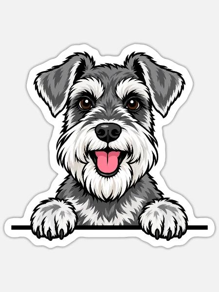 Zwergschnauzer - Sticker Größe S (10 x 10 cm) - Mattweiß