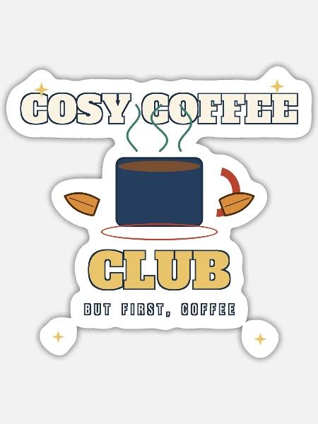 Cosy Coffee Club Logo Tee - Sticker Größe S (10 x 10 cm) - Mattweiß