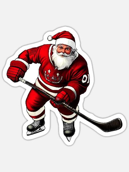 Weihnachten Eishockeyspieler - Sticker Größe S (10 x 10 cm) - Mattweiß