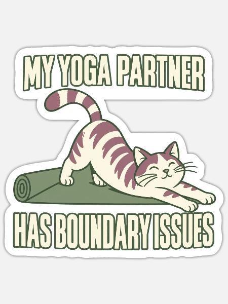 Yoga-katzenliebhaber Katze Mama - Sticker Größe S (10 x 10 cm) - Mattweiß