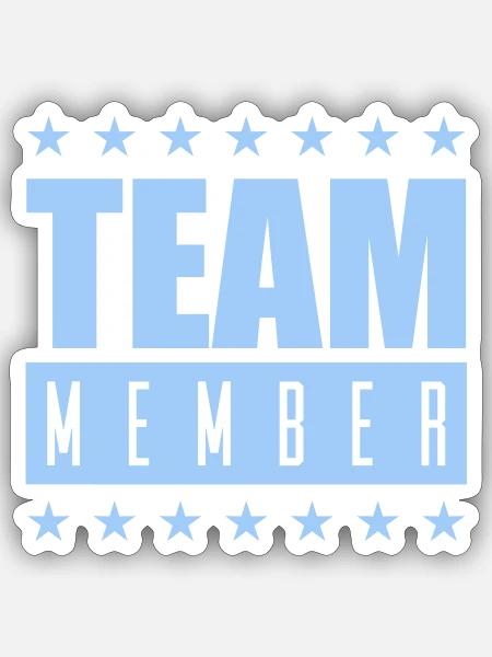 Team Member Abzeichen in Hellblau - Sticker Größe S (10 x 10 cm) - Mattweiß