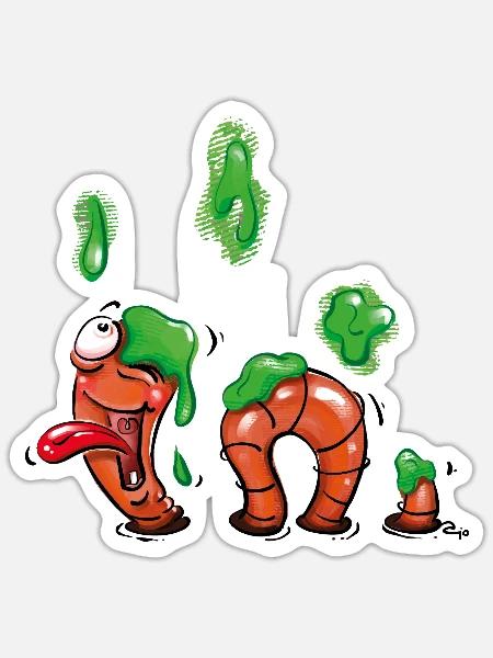 Wurm im Glück - Sticker Größe S (10 x 10 cm) - Mattweiß