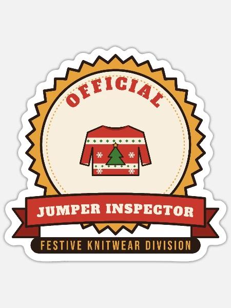 Offizieller Weihnachtspullover-Inspektor - Sticker Größe S (10 x 10 cm) - Mattweiß