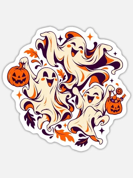 Halloween Geisterparade - Sticker Größe S (10 x 10 cm) - Mattweiß