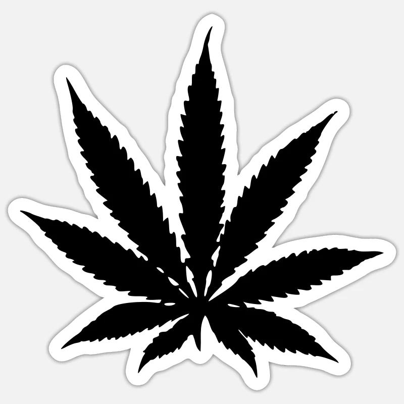 Cannabis - Marihuana - Herbe - Sticker taille S (10 x 10 cm) - blanc mat