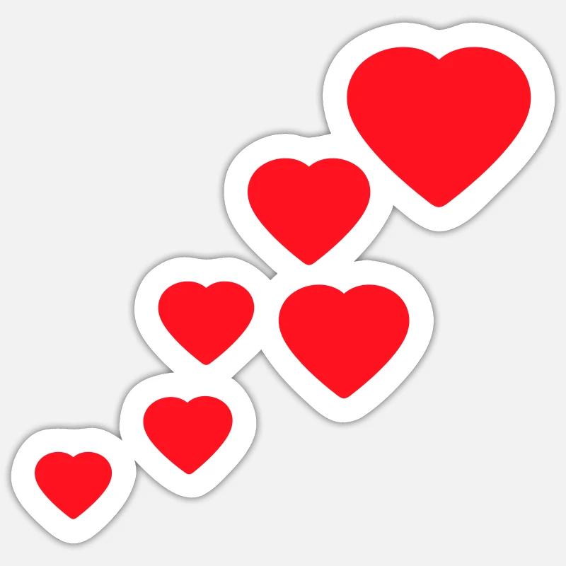 cœurs - Sticker taille S (10 x 10 cm) - blanc mat