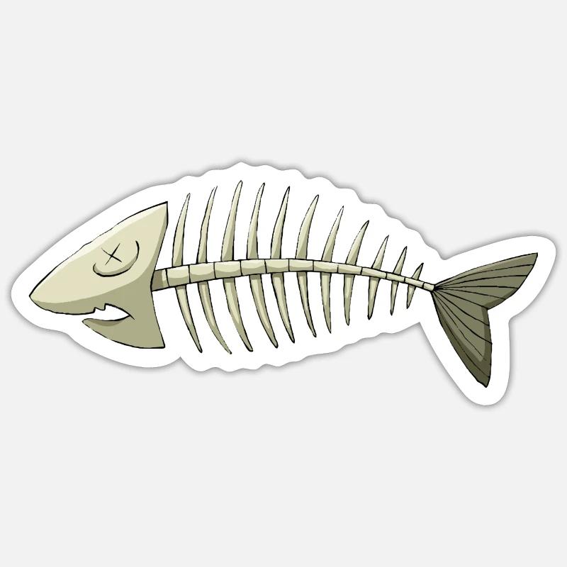 arête de poisson - Sticker taille S (10 x 10 cm) - blanc mat