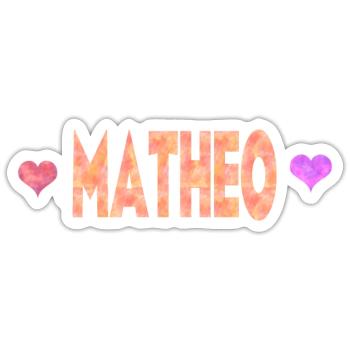 Matheo - Sticker Größe S (10 x 10 cm) - Mattweiß - Vorne