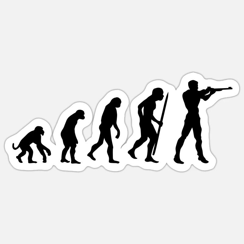 Evolution of shooting - Sticker Größe S (10 x 10 cm) - Mattweiß