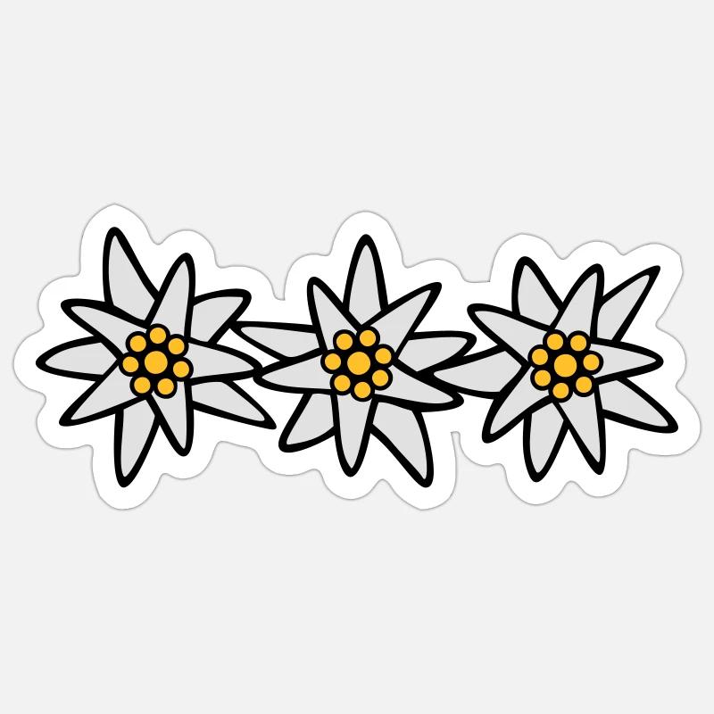 Edelweiss Trio - Sticker size S (10 x 10 cm) - white matte