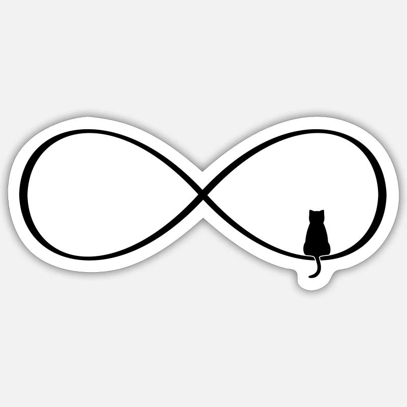 Unendlichkeitszeichen Katzenliebe Geschenk Sticker Größe S (10 x 10 cm)