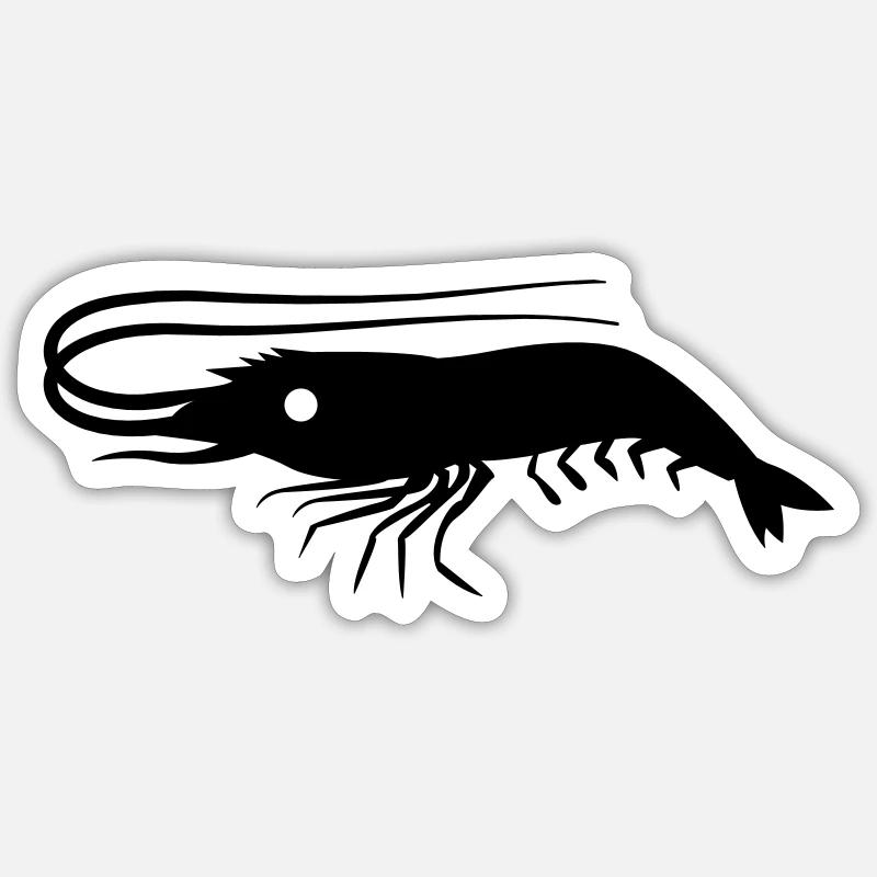 einzelne Garnelen Garnelen mit Antennen - Sticker Größe S (10 x 10 cm) - Mattweiß