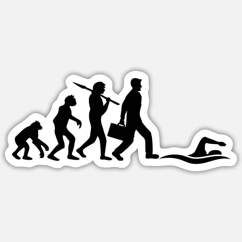 développement de l'évolution né pour nager logo s Sticker taille S (10 x 10 cm)