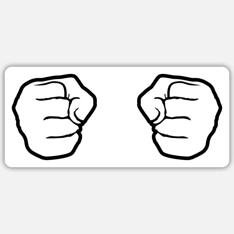 silhouette cool 2 mains poing main serrée - Sticker taille S (10 x 10 cm) - blanc mat