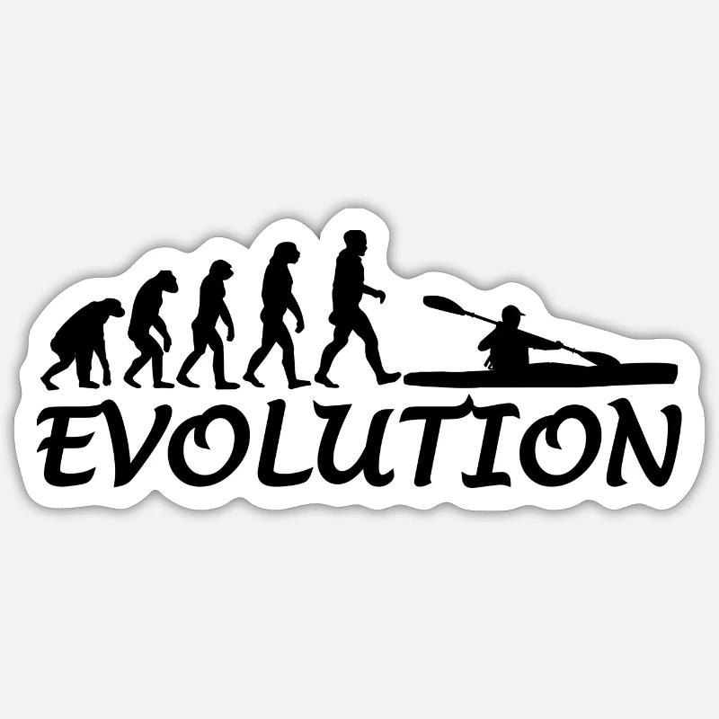 Evolution Kajak Kanu Kanuten paddeln Geschenk idee - Sticker Größe S (10 x 10 cm) - Mattweiß
