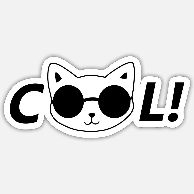 Coole Katze - Sticker Größe S (10 x 10 cm) - Mattweiß