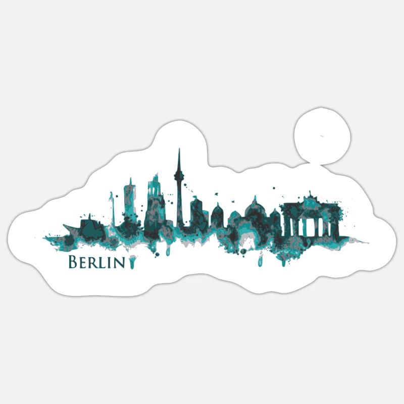 Berlin Skyline - Sticker Größe S (10 x 10 cm) - Mattweiß