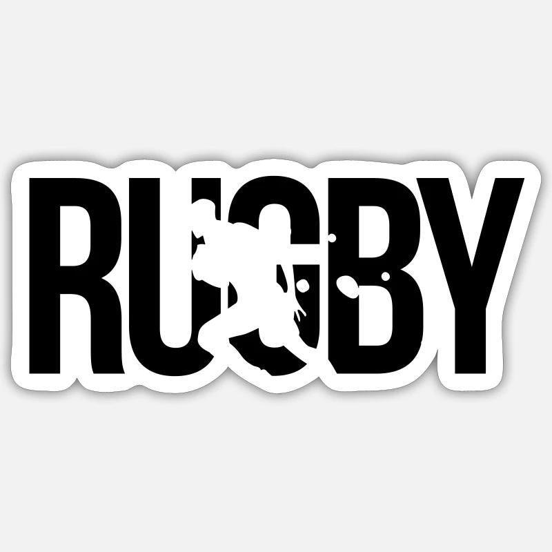 rugby - Sticker taille S (10 x 10 cm) - blanc mat