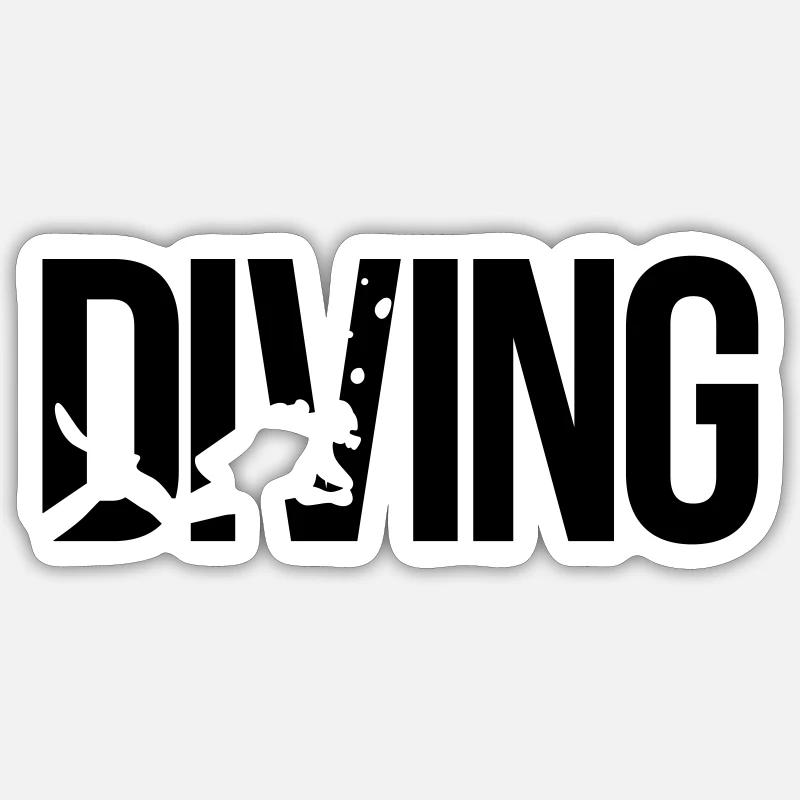 diving Tauchen - Sticker Größe S (10 x 10 cm) - Mattweiß