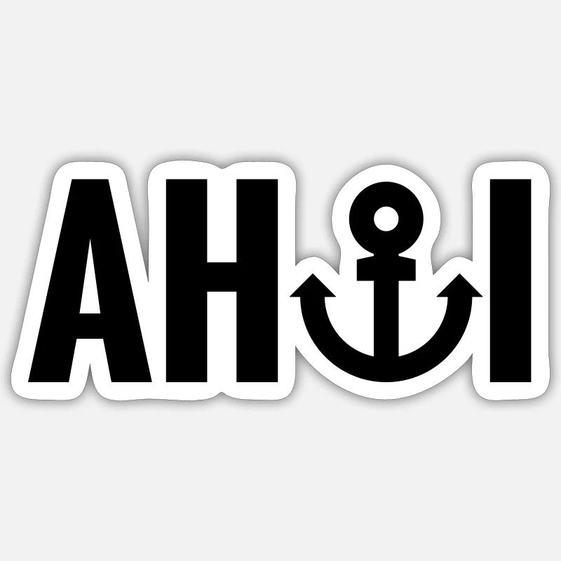 Ahoy ancre - Sticker taille S (10 x 10 cm) - blanc mat