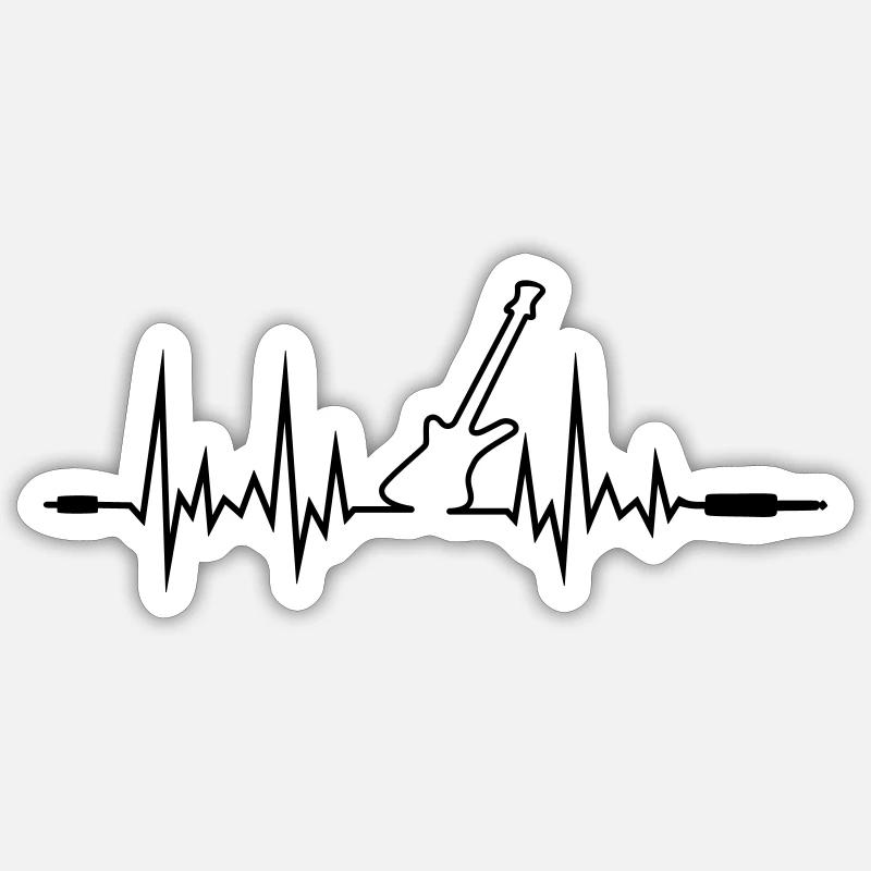 Wave Gitarre mit Klinkenstecker-Enden - Sticker Größe S (10 x 10 cm) - Mattweiß