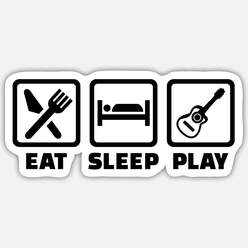 Eat Sleep Guitar - Sticker size S (10 x 10 cm) - white matte