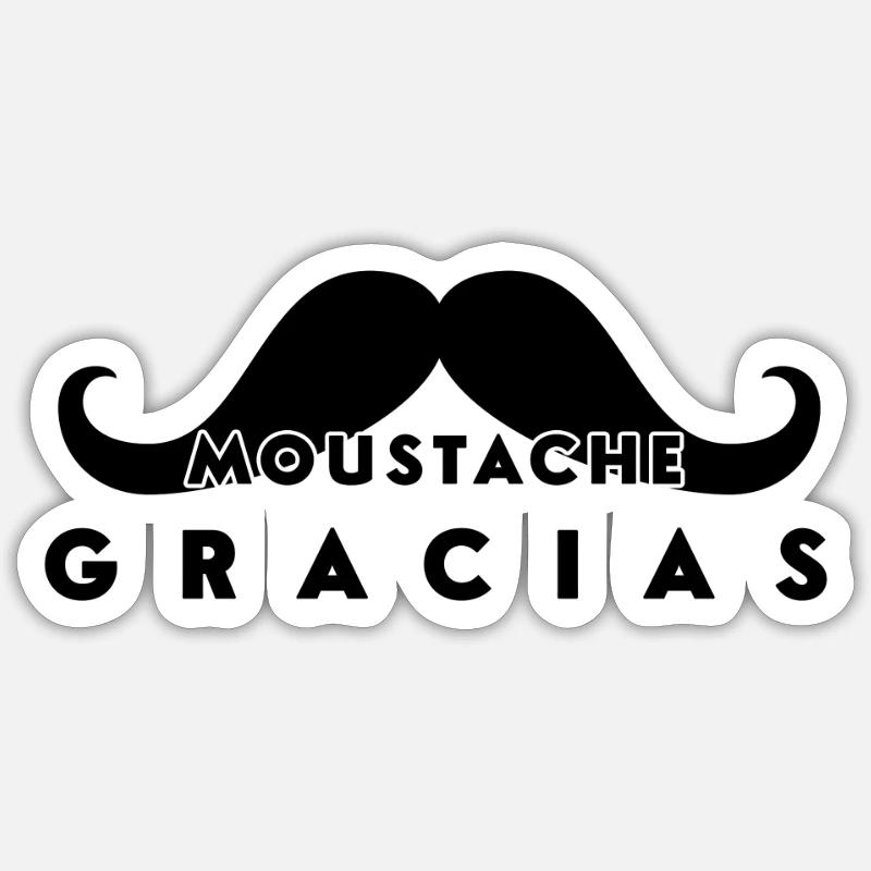 Schnurrbart-Gracias - Sticker Größe S (10 x 10 cm) - Mattweiß