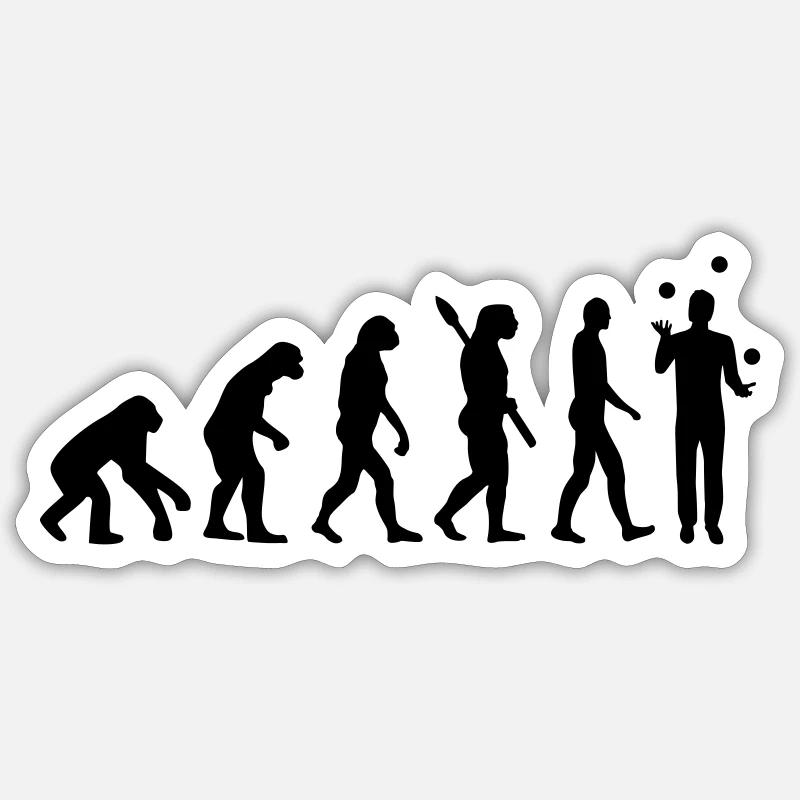 Evolution Juggling - Sticker size S (10 x 10 cm) - white matte