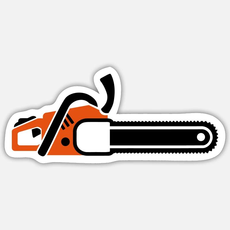 Kettensäge - Sticker Größe S (10 x 10 cm) - Mattweiß