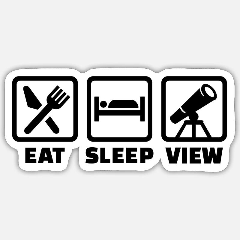 Eat Sleep Telescope - Sticker size S (10 x 10 cm) - white matte