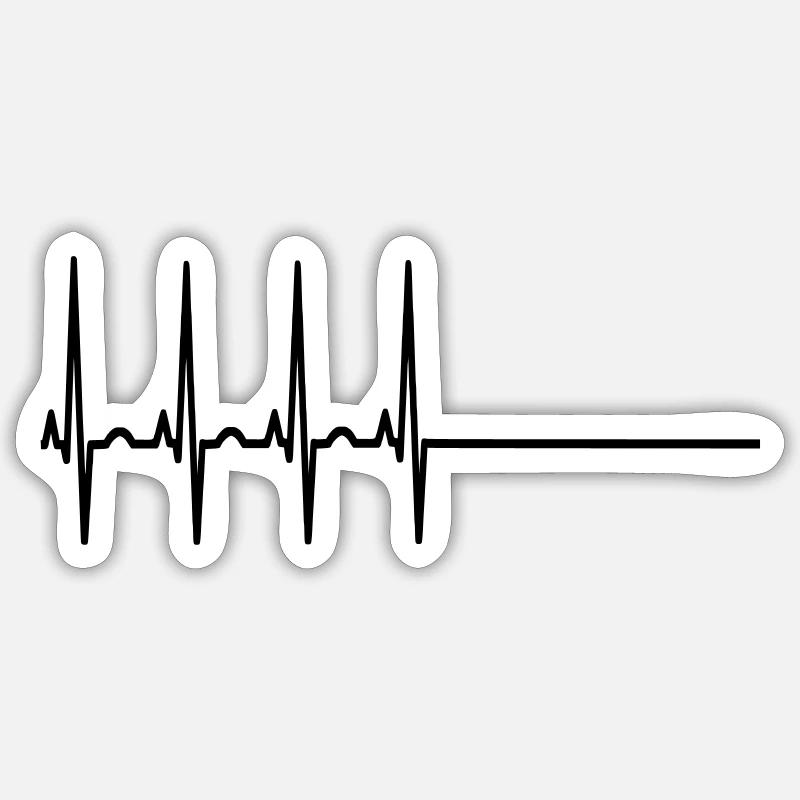 Fréquence cardiaque ECG Zero Line Flatline Sticker taille S (10 x 10 cm)