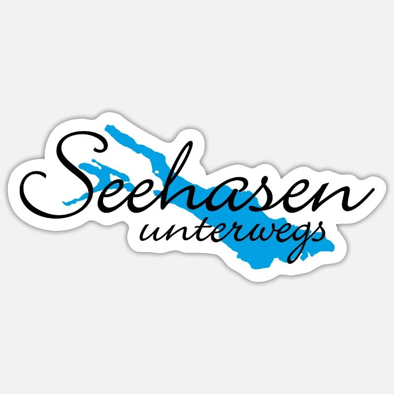 Seehasen vom Bodensee unterwegs - Sticker Größe S (10 x 10 cm) - Mattweiß