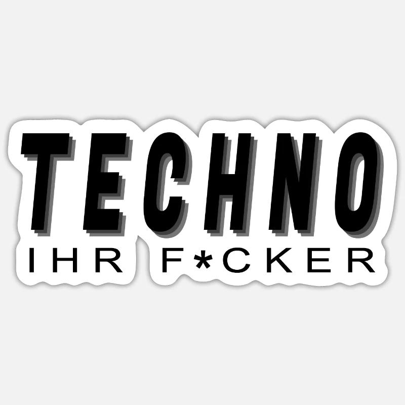 TECHNO - Sticker Größe S (10 x 10 cm) - Mattweiß