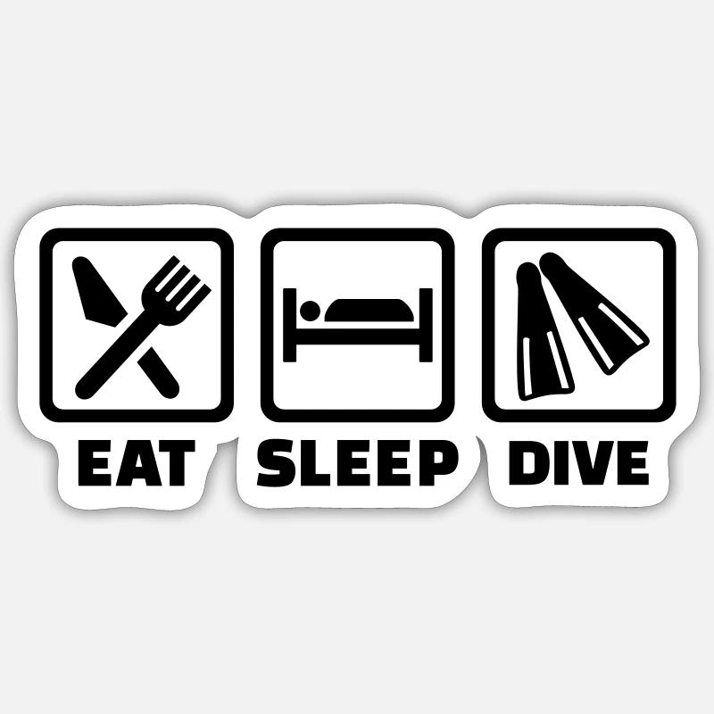 Eat sleep dive - Sticker størrelse S (10 x 10 cm) - mat hvid