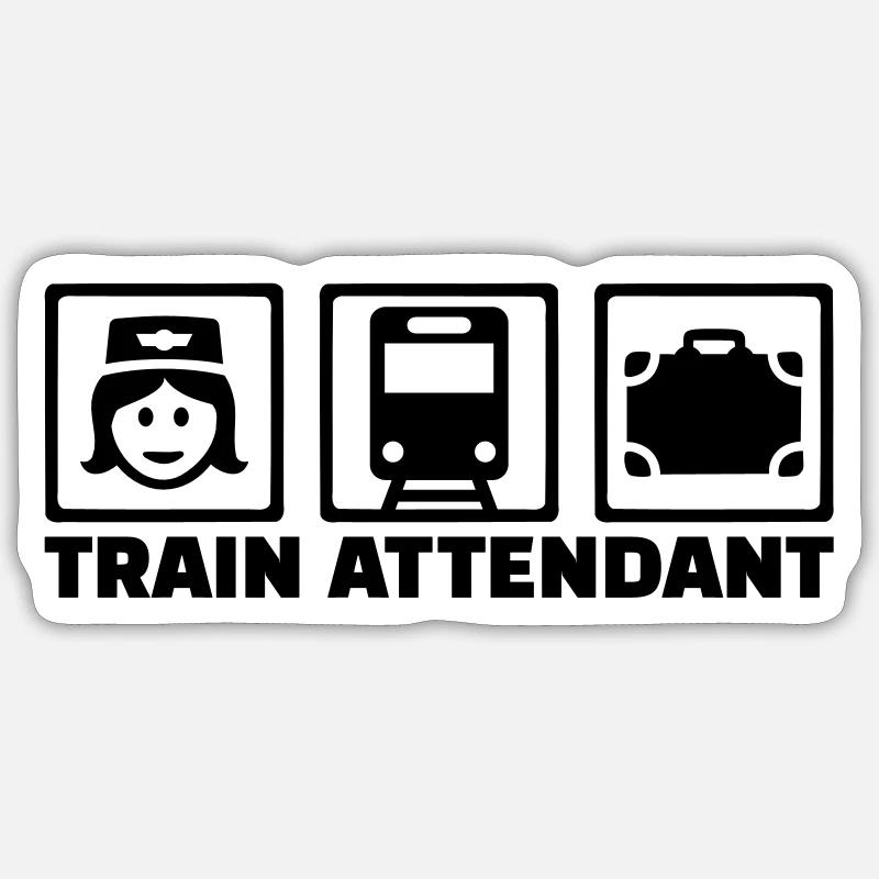 Train attendant - Sticker størrelse S (10 x 10 cm) - mat hvid
