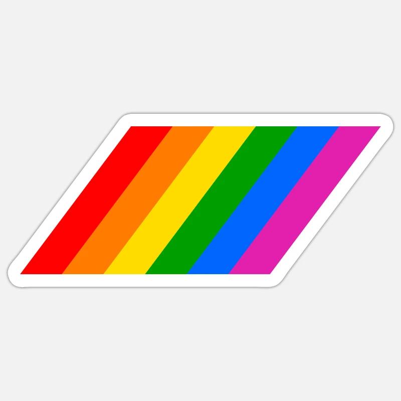 Sloping rainbow flag - Sticker size S (10 x 10 cm) - white matte