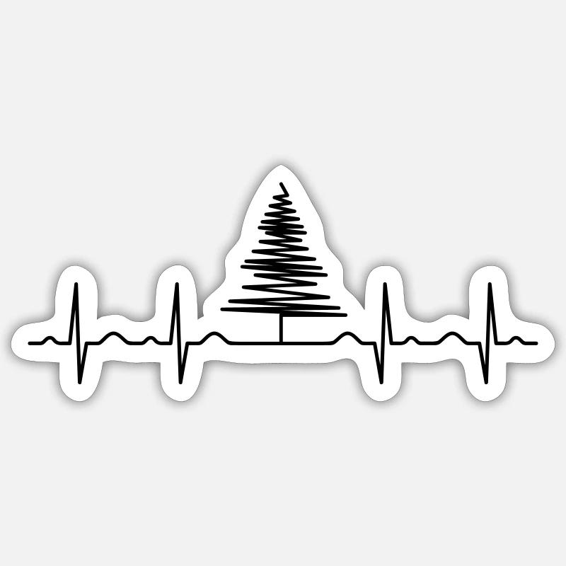 Heartbeat Christmas Tree - Sticker taille S (10 x 10 cm) - blanc mat