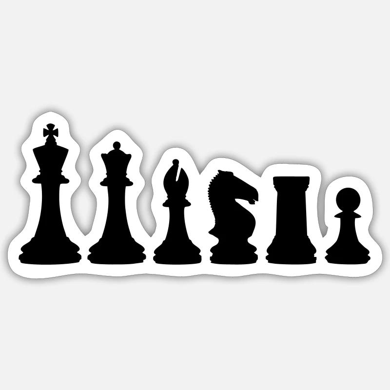 Schach, Schachfiguren - Sticker Größe S (10 x 10 cm) - Mattweiß