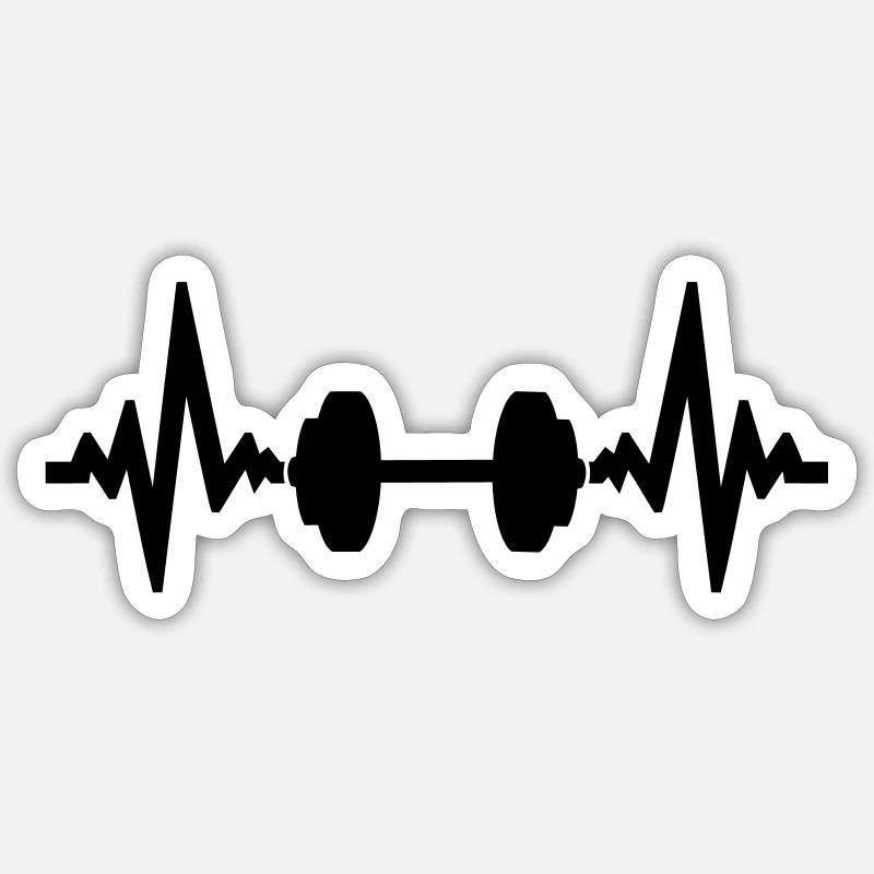 impulso frequenza hantel raffreddare disegno batti - Sticker formato S (10 x 10 cm) - bianco opaco