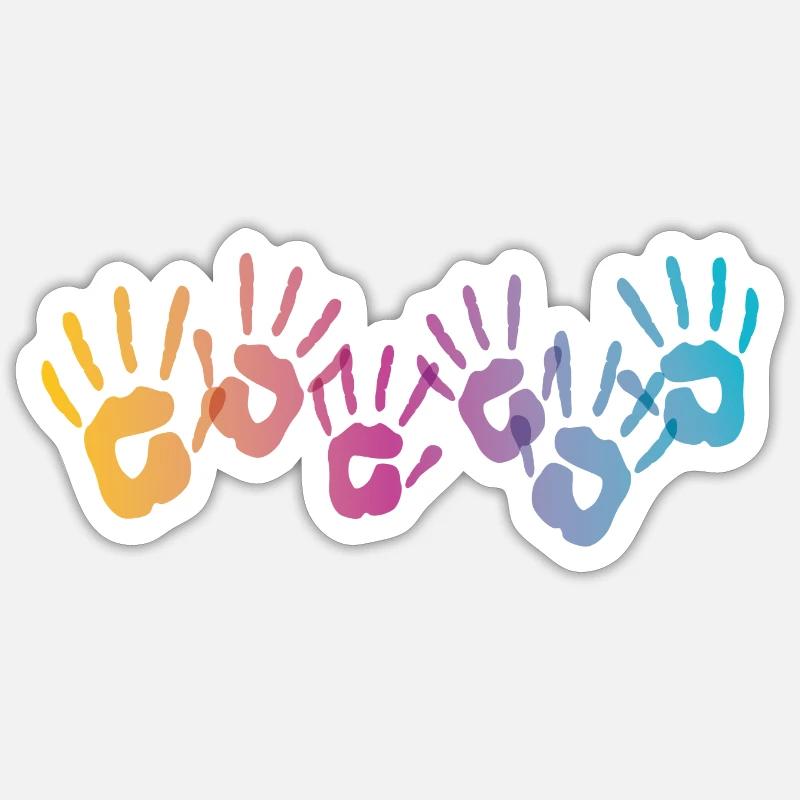 Farbe Hand Klecks bunt Maler Geschenk Abdruck cool - Sticker Größe S (10 x 10 cm) - Mattweiß