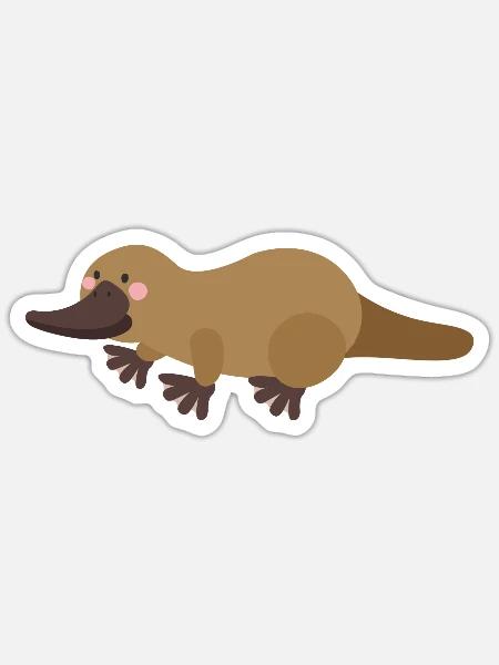ornithorynque - Sticker taille S (10 x 10 cm) - blanc mat